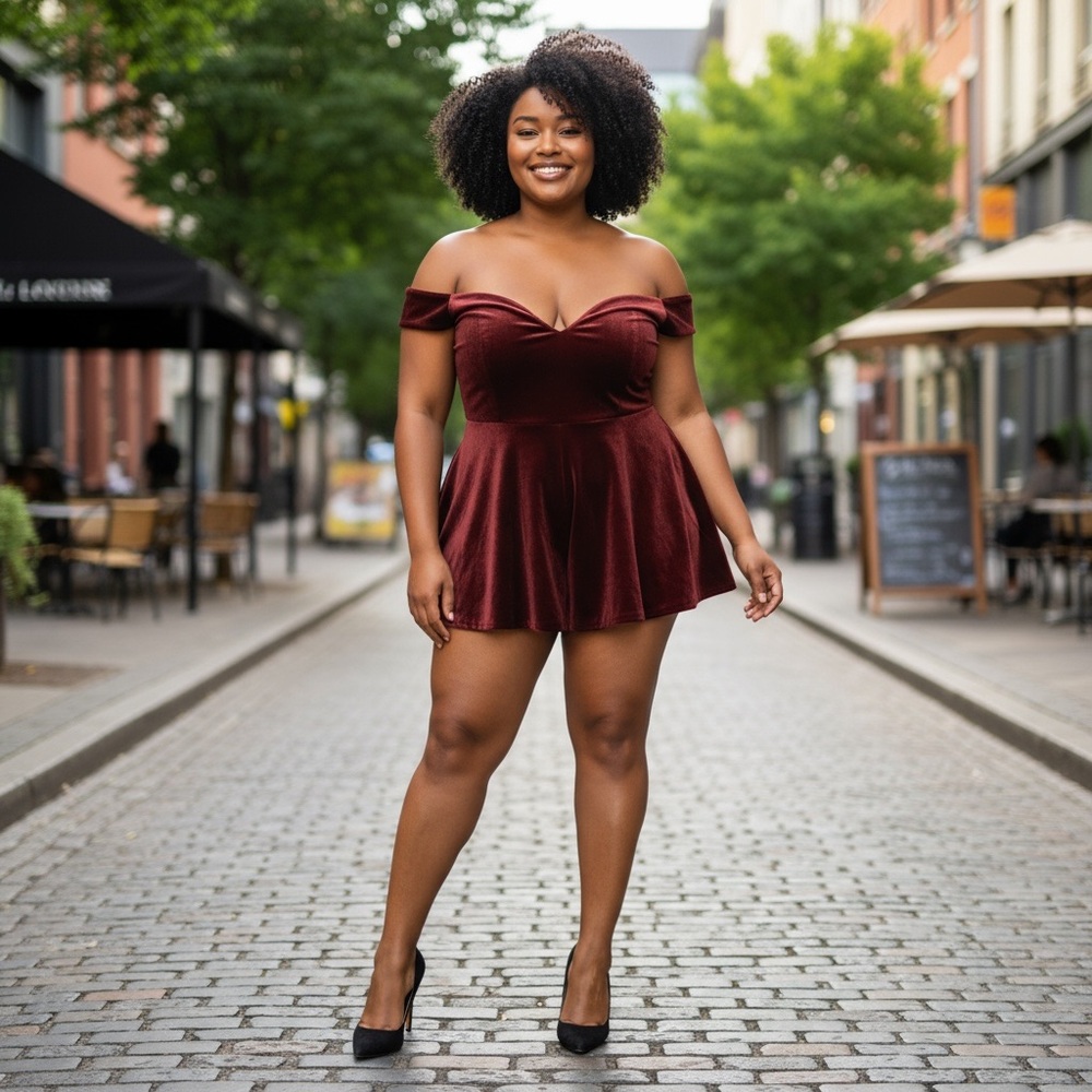 Elegant Off-Shoulder Burgundy Romper